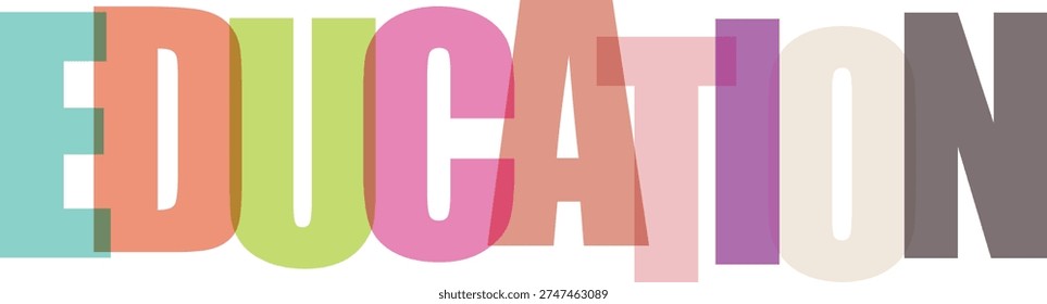 Colorful and creative representation of the word education with a playful design.