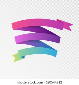 Colorful creative ribbon on transparent background. Vector illustration