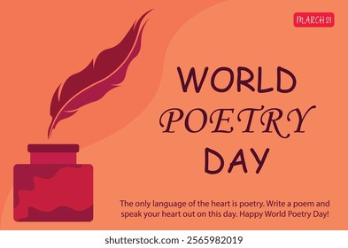 COLORFUL AND CREATIVE SHAPES NEW DESIGN WORLD POETRY DAY BANNER, POSTER, COVER, BACKGROUND GRAPHICS VECTOR. FEATHER INK COVER ILLUSTRATOR NEW VECTOR DESIGN