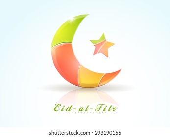 Farbenfrohe kreative glänzende Mond und Stern für das Musikfestival, Eid Mubarak Feier.