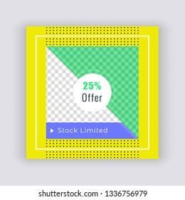 Colorful Creative Social Media banner Template. Promotional web banner for social media. Elegant sale and discount promo - Vector.