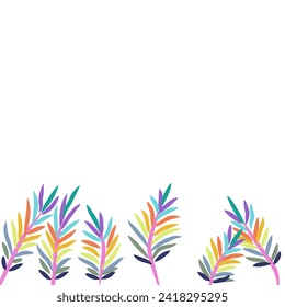 Colorful Creative Text Banner Palm Tree On White Background
