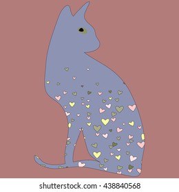 Colorful creative vector with a cat. Unusual illustration with an animal.