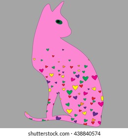 Colorful creative vector with a cat. Unusual illustration with an animal.