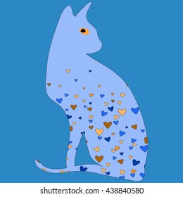 Colorful creative vector with a cat. Unusual illustration with an animal.