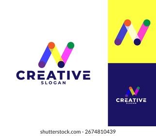colorful creative vector logo of letter N