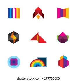 Colorful creativity inspiration design for professional company vector logo icons - Stock Illustration