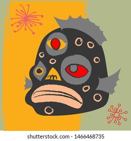 Colorful creature illustration on white background