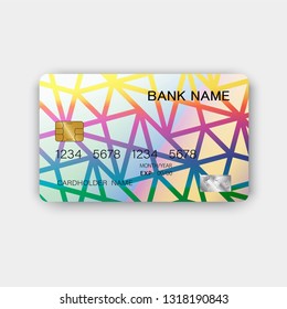 Colorful credit card vintage style. With inspiration from the abstract. Contact card for company. On the white background. Vector illustration. 