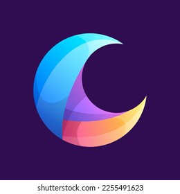 colorful crescent moon vector design