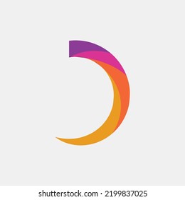 Colorful crescent vector logo. Suitable for apps, technology, software, computer, company, product, and brand.