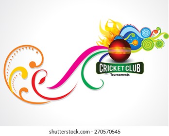 colorful cricket background with magical wave vector illustration