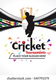 Colorful Cricket Tournament Banner Design Template vector illustration 