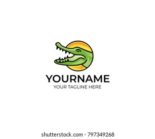 Colorful crocodile logo template. Alligator vector design. Animal croc illustration