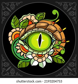 Colorful crocodile zentangle arts isolated on black background
