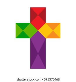 colorful cross , flat design style
