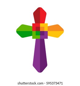 colorful cross , flat design style