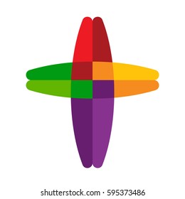 colorful cross , flat design style