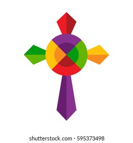 colorful cross , flat design style