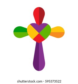 colorful cross , flat design style