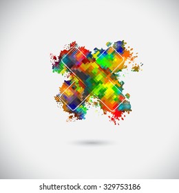 Colorful cross ink spots. Vector