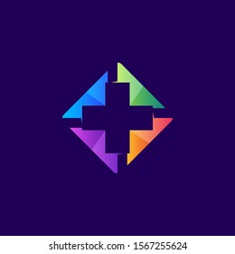 Colorful Cross Logo Design Vector Template