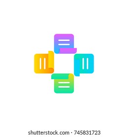 Colorful cross of medication forms - pharmacy vector logo mark template or icon