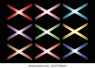 Colorida colección de conjuntos de vectores de signo cruzado