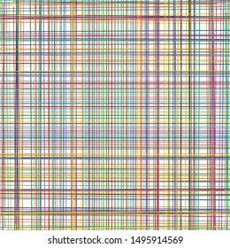 Colorful crosshatch, scribble sketch lines. Random multicolor grid, mesh. Intersect stripes. Asymmetric pattern of irregular, crossing dynamic lines