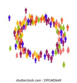 Marco colorido del círculo de la multitud. Iconos simples de figuras. Ilustración del vector