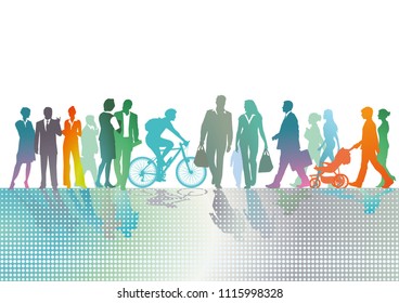 colorful crowd in the city
