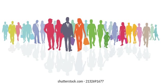 Colorful crowd on the street