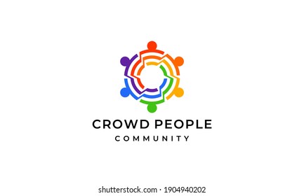 Colorful Crowd People Connection Relathionship Community Logo Design Inspiration