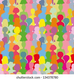 Colorful crowd, seamless background