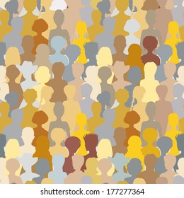 Colorful crowd, seamless background 