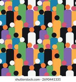 Patrón inconsútil colorido de la multitud para imprimir