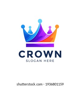 colorful crown logo design vector illustration