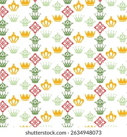 Colorful crown pattern seamless repeating design for royalty and luxury concepts