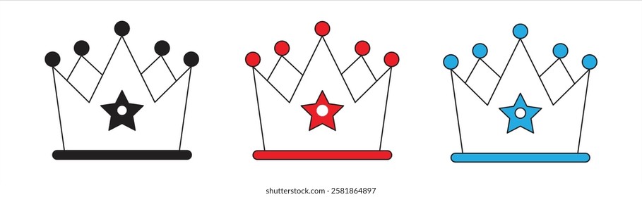 colorful crown set icon, eps 10, isolated on white background, vector illustration.