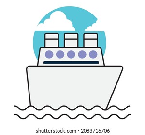 colorful cruise ship icon on white background