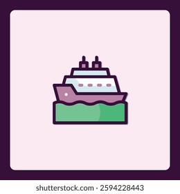 Colorful Cruise Ship Icon Symbolizing Vacation and Exploration