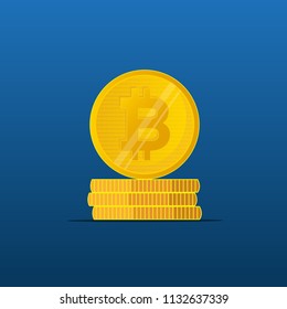 Colorful cryptocurrency coin - bitcoin vector illustration