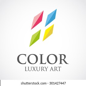 Colorful crystal abstract vector logo design template luxury business icon company corporate identity symbol concept