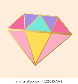 Farbiges Kristalldiamantensymbol, Vektorgrafik