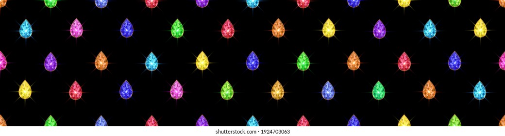 Colorful Crystal Gems. Seamless Vector Illustration.