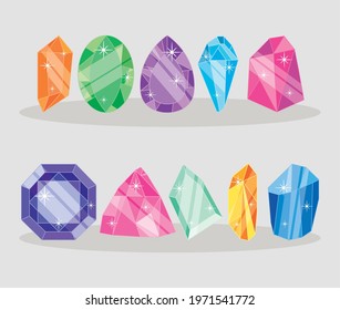 colorful crystals set on background