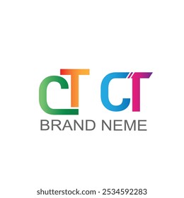 Ilustración colorida del icono del Vector del logotipo del CT del fondo blanco