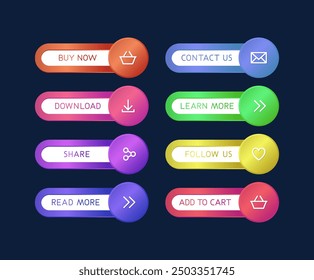 Colorful CTA buttons templates set.