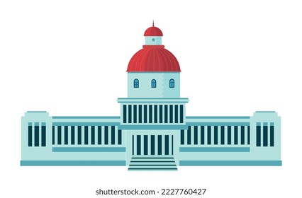 Colorful Cuban element. Sticker with Cuban architecture or landmark. Vintage facade of building. Design element for social networks. Cartoon flat vector illustration isolated on white background