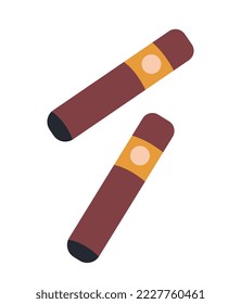 Colorful Cuban element. Sticker with luxury Cuban cigars with tobacco. Retro cigarettes for smoking. Design element for banner or poster. Cartoon flat vector illustration isolated on white background